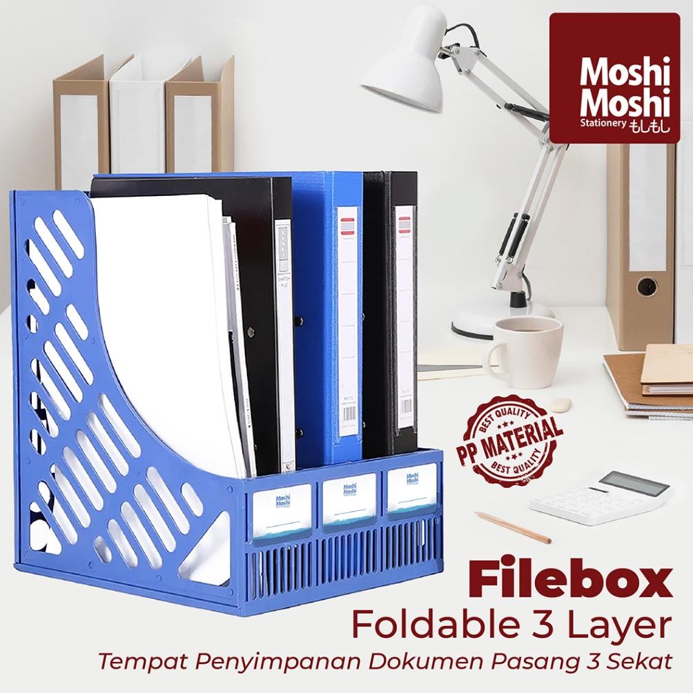 

TERLARIS File Box Foldable 3 Layer Tempat Penyimpanan Dokumen Lipat 3 Sekat Siap kirim