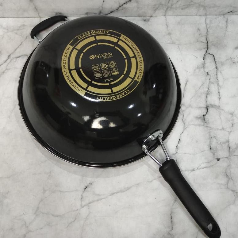 Wajan Enamel Gagang Panjang & Kuping Anti Lengket Penggorengan Anti Goreng Fry Pan Shinko Nizen Tren