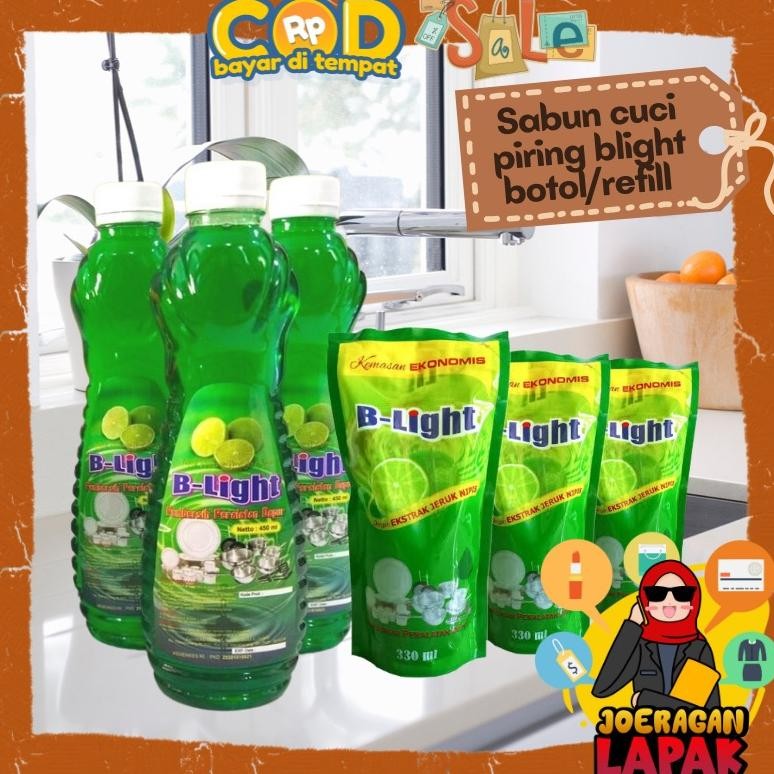 Sabun Cuci Piring B-Light 450 Ml 330 Mililiter Pembersih Alat Dapur Wangi Botol Refill Blight Trend