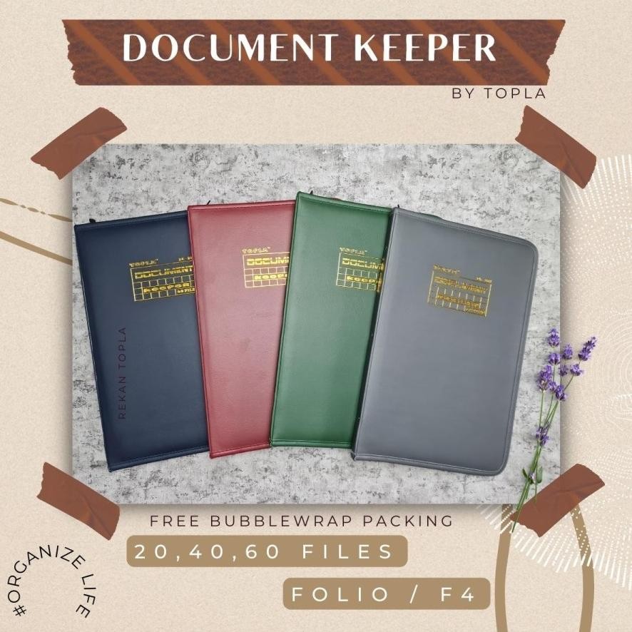 

TERMURAH Topla Map Dokumen Keeper Resleting Anti Air Kulit / Map Document Keeper F4 (Folio) Siap kirim