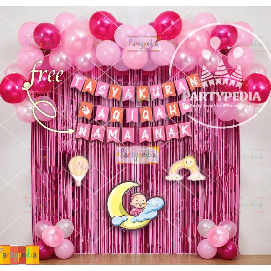 Paket Dekorasi Aqiqah Anak Perempuan Lengkap Balon Latex