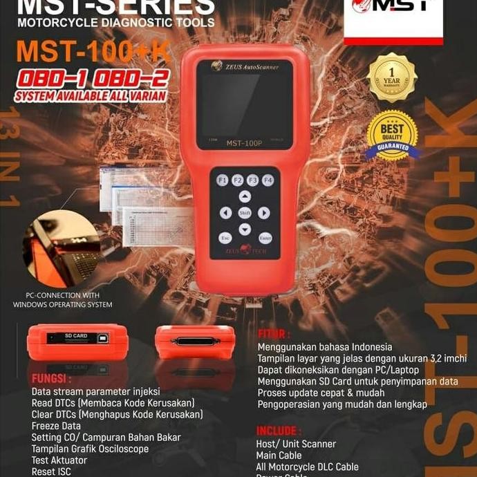 TERMURAH - Scanner Motor Zeus MST-100P Alat Service Motor Injeksi Diagnostic