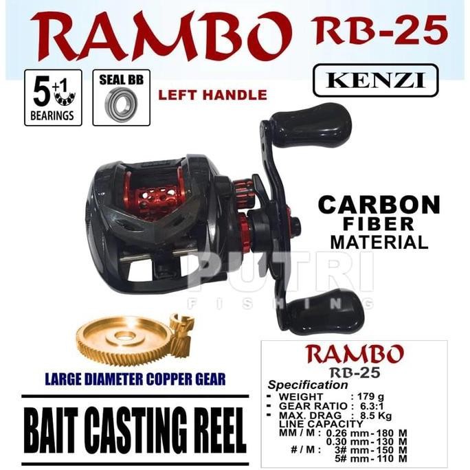 TERMURAH - Reel Kenzi Rambo RB-25 Bait Casting untuk Joran BC Pancing