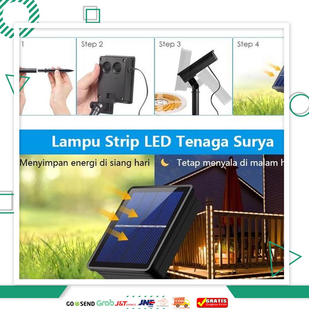 Kuning Lampu Led Strip Selang Led 5/10 Meter Tahan Air Pake Tenaga Surya Dekorasi Pohon Jalan