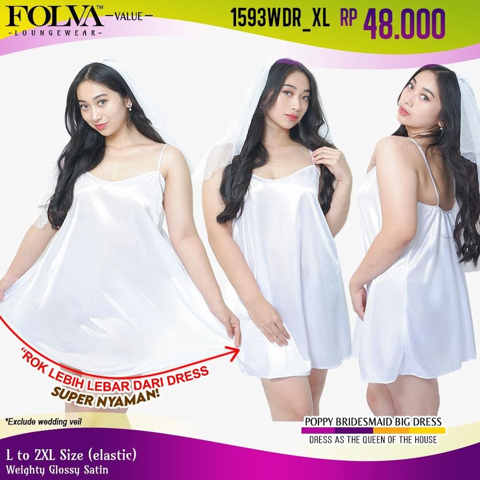 FOLVA LINGERIE TANKTOP DRESS SATIN MEKAR BIG SIZE JUMBO