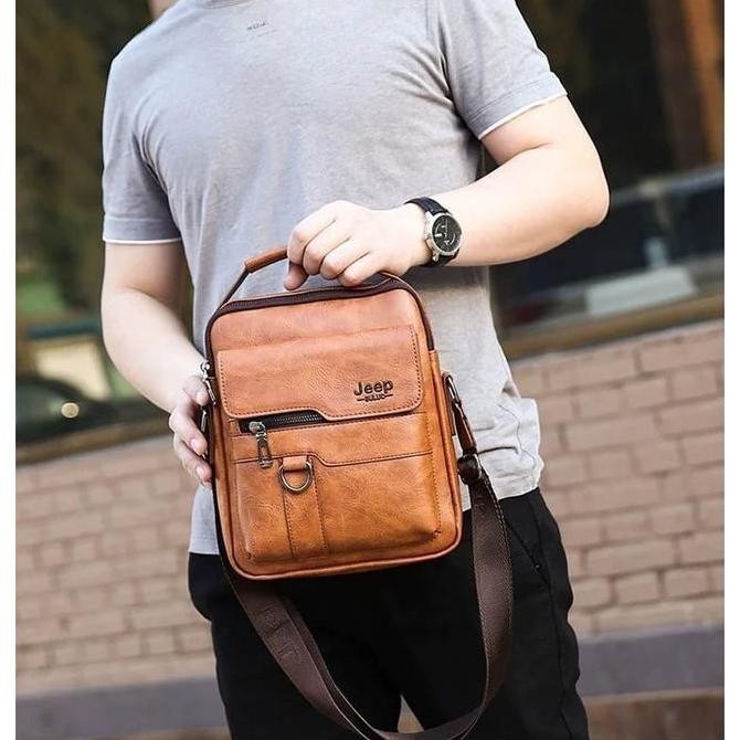 Koleksi Terbaru  Tas Selempang Pria Kulit Anti Air Original Jeep Tas Pria Kasual Premium Business Me