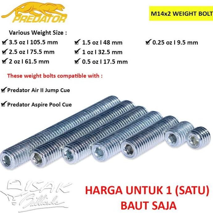 PREDATOR WEIGHT - 1 BUAH PEMBERAT PREDATOR ASPIRE & AIR II JUMP CUE - BILLIARD CUE STICK BILLIARD