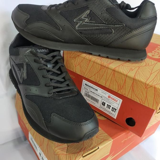 Sepatu Sneakers Pria Big Size 45-48 Eagle Warrior Full Black Original (Best Quality)