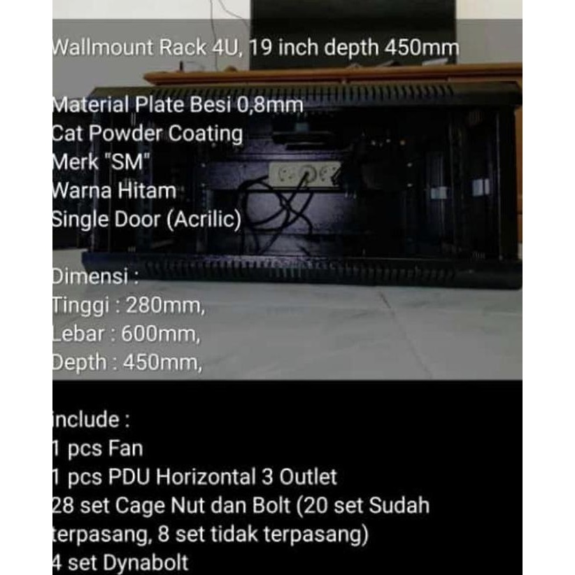 Wallmount Rack 4U - Wallmount Rack Server 4U New Stok