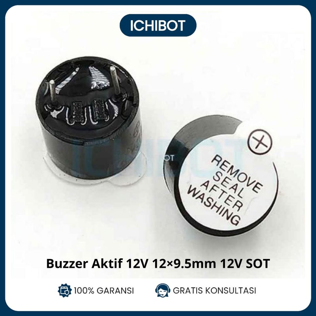Buzzer Aktif 12V SOT 12x9.5mm Active Piezoelectric Alarm Buzzer