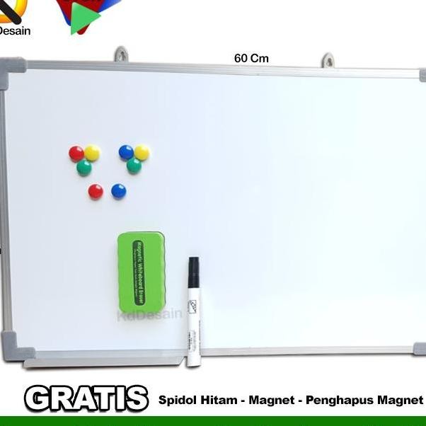 

Papan Tulis Whiteboard Magnetic Gantung 40X60 Spidol Hitam Mgnet Hapus