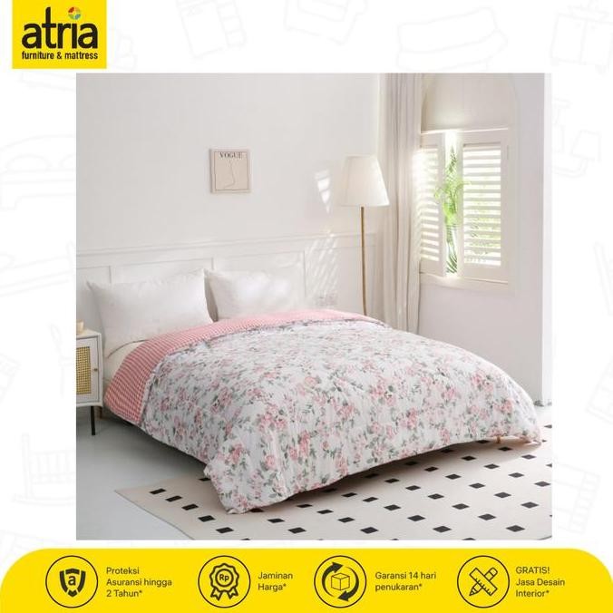 Bedcover & Sprei Atria Shaby Chic Reversible Pink Floral Microviber