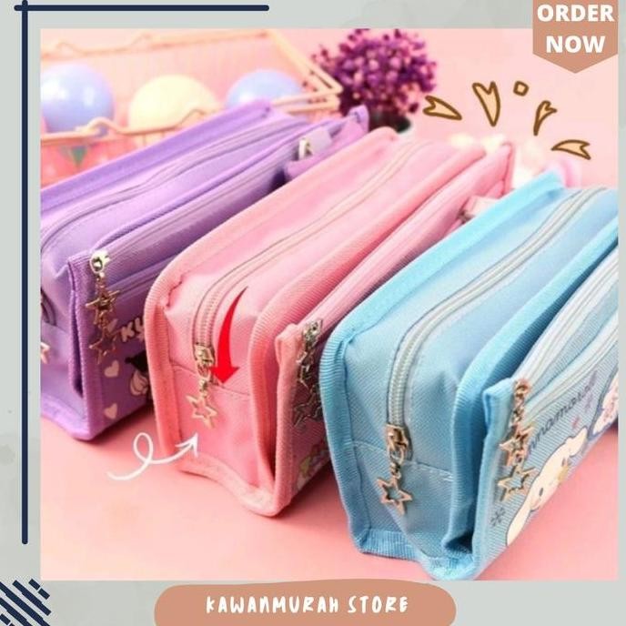 

Tempat Pensil Multifungsi Motif Sanrio Kuromi Melody / Tas Alat Tulis Kanvas Sekolah Pena Stationery kotak pensil tms