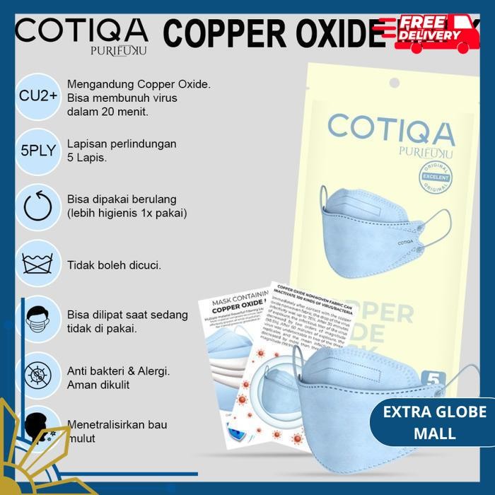 MASKER KF94 COTIQA KF 94 5PLY COPPER OXIDE MASK TEMBAGA ISI 5PCS KUALITAS BERKELAS 