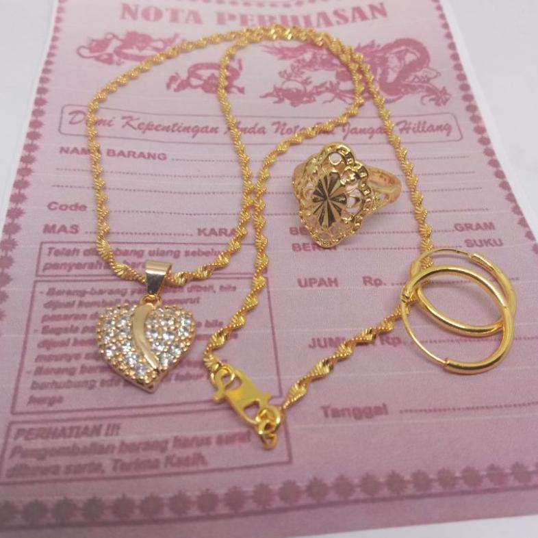 Satu set perhiasan wanita ta emas muda imitasi anti luntur MURAH