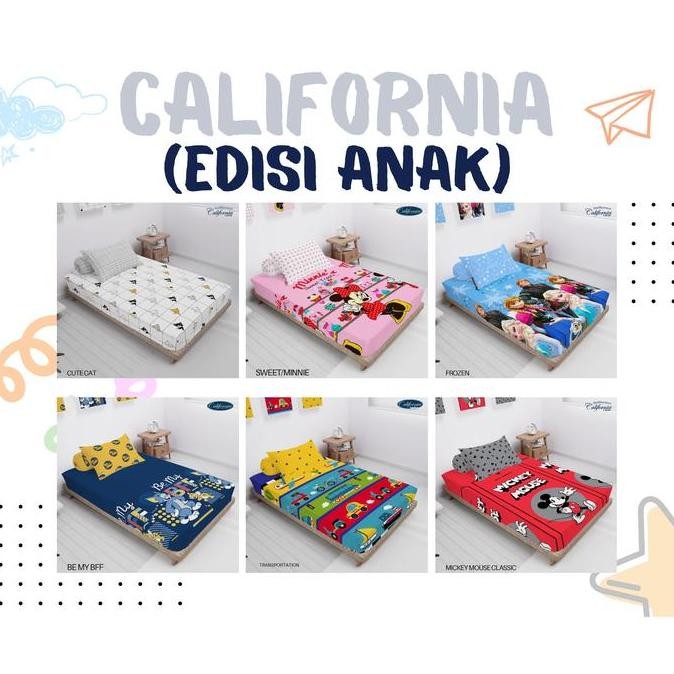 California - Sprei FITTED Single 90 (90x200) Anak Terlaris pilihan