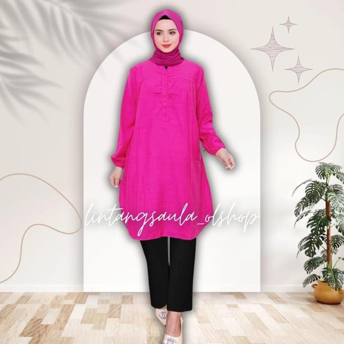 Tunik Polos Viscose Jumbo Pink Fanta