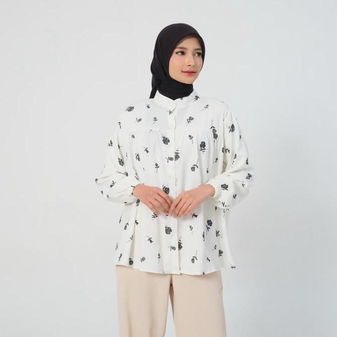 Kemeja Wanita Korean Style / Kemeja Wanita Motif Bunga / Pakaian Wanita Muslim / Pakaian Wanita Leng
