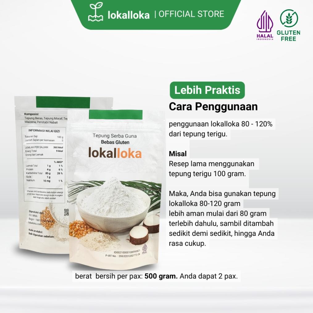 

Tepung Serba Guna Gluten Free Lokalloka 1kg Pengganti Terigu SV13