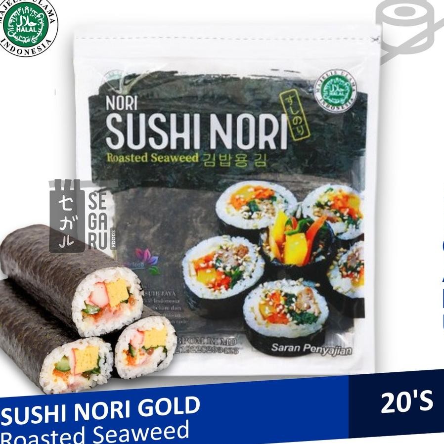 

Sushi N Sheet Gold 20 Lembar Sushi Roasted Rumput Laut Halal Mui
