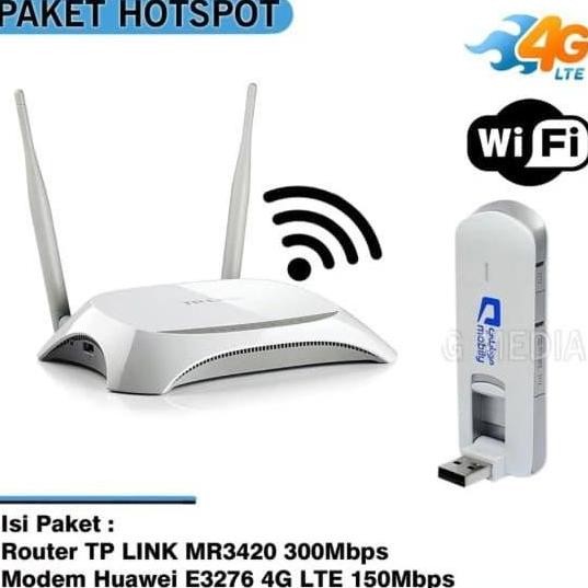 Paket Hotspot Wifi Router 4G Tp-Link Mr3420 Dengan Modem 4G Lte New Stok