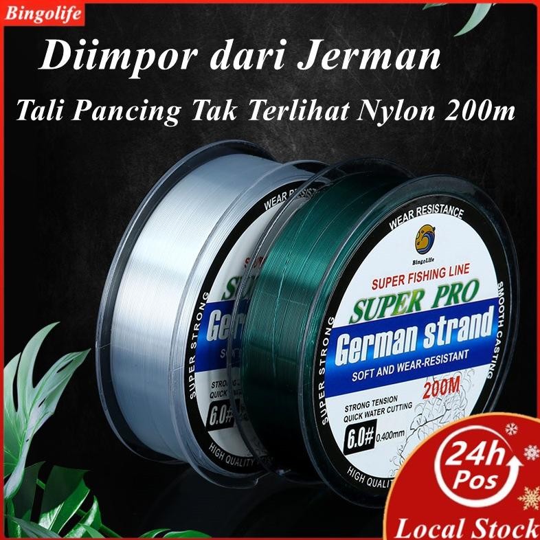Bingolife Germany Fishing Line 200M Nilon Senar Set Peralatan Pancing Invisible Bahan Tahan Lama Pan