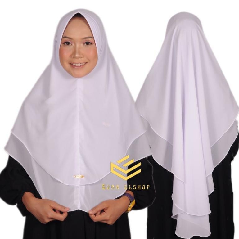 Jemma Khimar Syar'i Ceruty Babydoll/Jilbab Syar'i Warna Putih/Hijab Putih/Bergo Instan Putih SV9