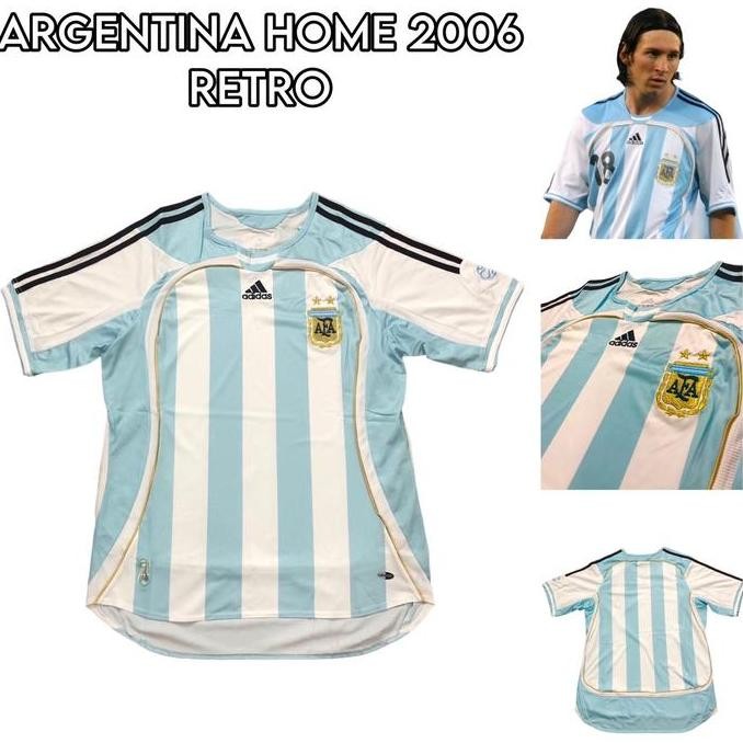 Jersey Bola Retro Argentina Vintage Home 2006 GO Quality
