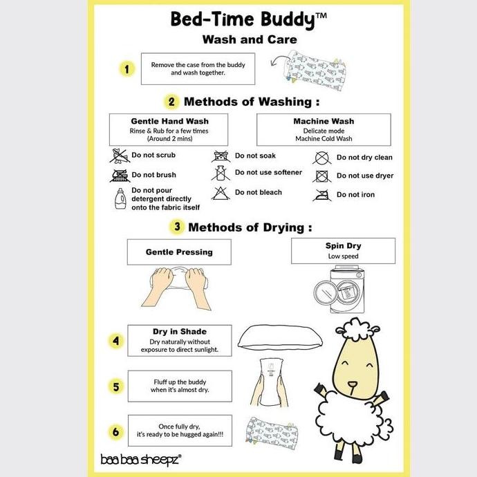 Baabaasheepz Bedtime Buddy Pillow Case Medium Size Sarung Bedtime Buddy Classic Grey Cute Sweet Drea