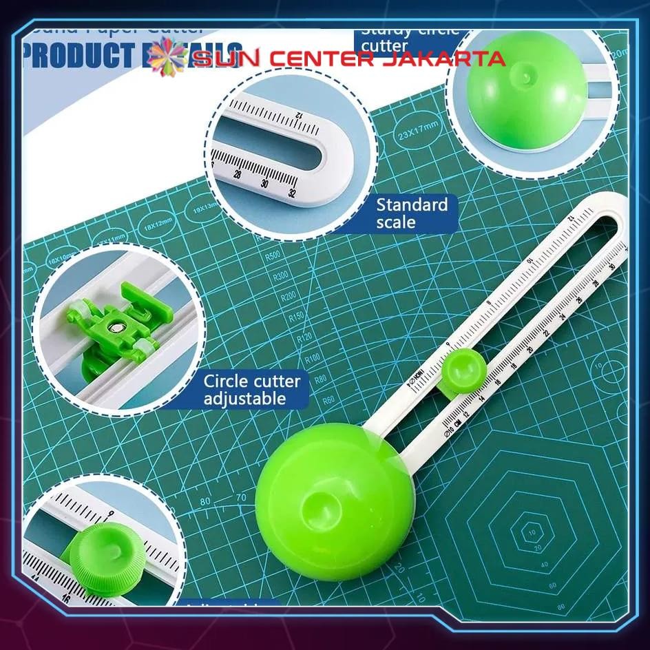 

JH8 Circle Cutter Premium 2 cm - 20 cm / 4 cm - 19 cm / 10 -32 cm Pisau Alat Potong Kertas Sticker Bulat / Lingkaran / Bundar Kualitas Eksport (bisa potong sticker bontax camel, photo glossy sticker, kertas foto, HVS, Inkjet, Art paper, Duplex, Vinyl,