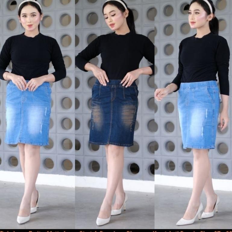 ''Terlaris" Rok Jeans Wanita Pendek Ferita Size Standar Dan Jumbo Premium Murah