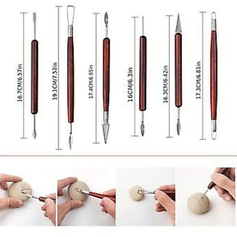 

JH8 Clay Sculpting Wax Tools Set 6 ( Polymer , Ceramic , Wood ) Alat Ukir Butsir
