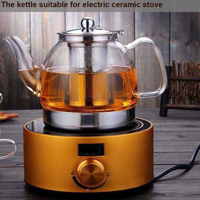 [Teko Kompor Induksi/ Gas] Teko Kaca Tahan Panas Pitcher Teh Chinese Teapot Tea Pot Maker Desain Uni
