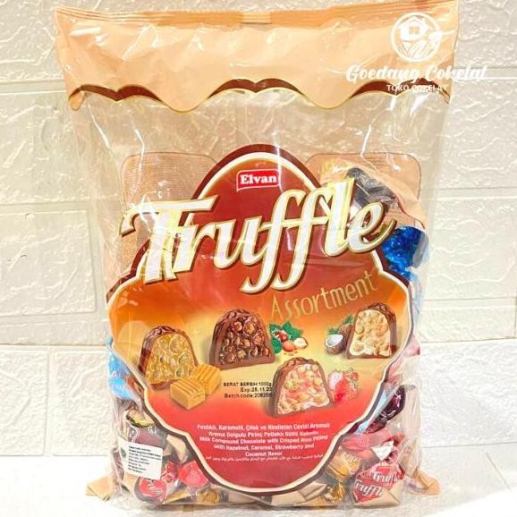 

Elvan Truffle Chocolate Assortment Kemasan Besar 1000 Gr / 1 Kg Coklat Arab Turki