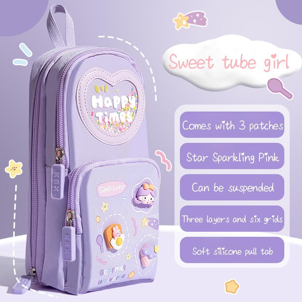 

JH8 Kotak Pensil Anak Sekolah 6 Ruang / Kapasitas Besar Pencil Case / 3D Anak Perempuan Lucu Besar