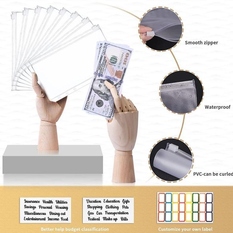 

JH8 TERMURAH A6 COMPLETE SET BUDGETING PLANNER ISI 12 ZIP PLASTIK FREE STICKER DAN LABEL /BINDER KEUANGAN BUDGET PLAN MARBLE