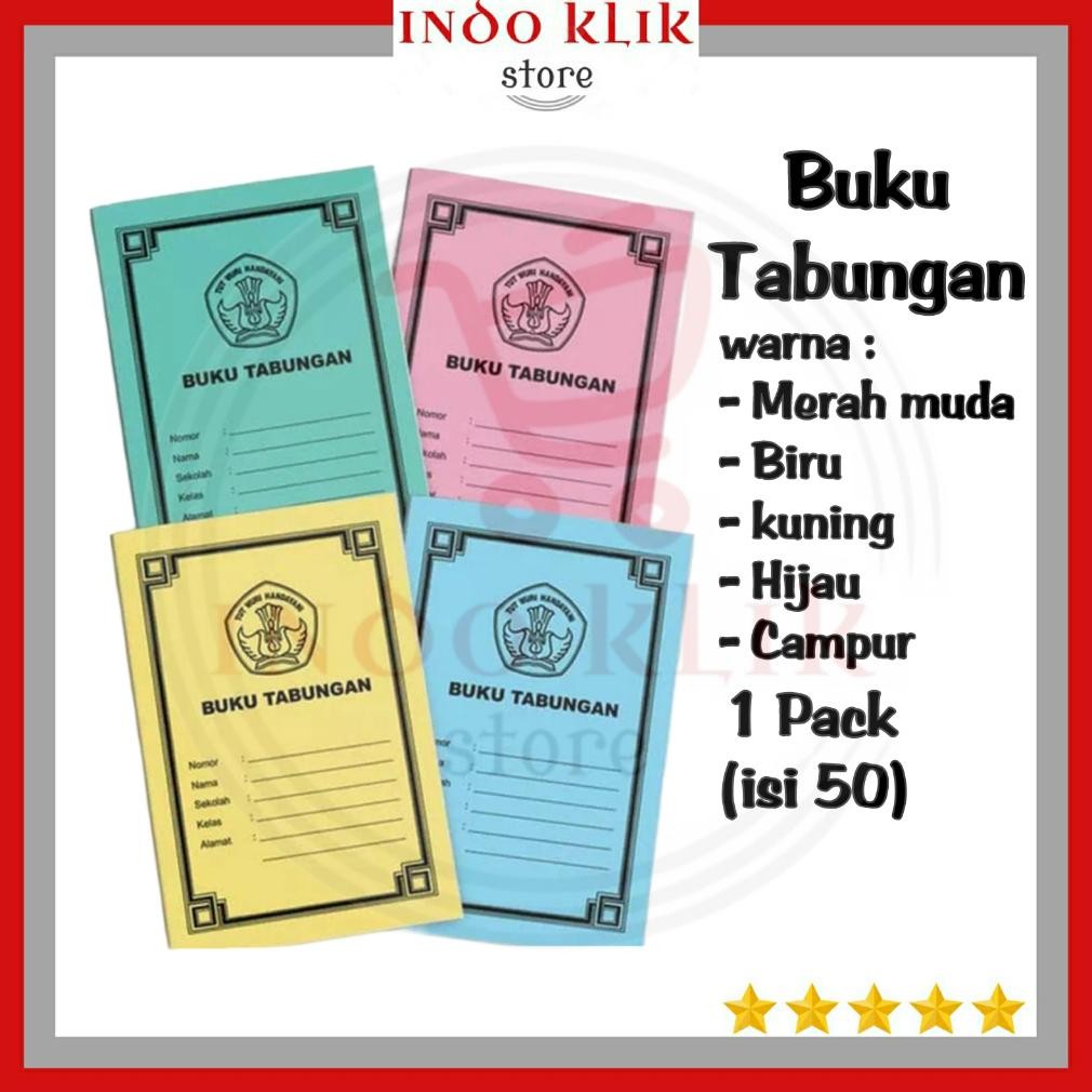 

JH8 Buku Tabungan Anak Sekolah / Tabungan kecil / Koperasi / 1 Pak isi 50 buku @ 10 Lembar Soft Cover