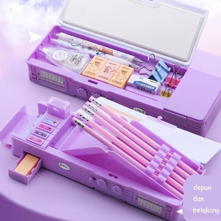 

JH8 In Stock) Gaya Baru Cinnamoroll Kotak Alat Tulis Multifungsi Kunci Kode Perempuan Pensil Sanrio Dua Sisi Bernilai Tinggi Kapasitas Besar