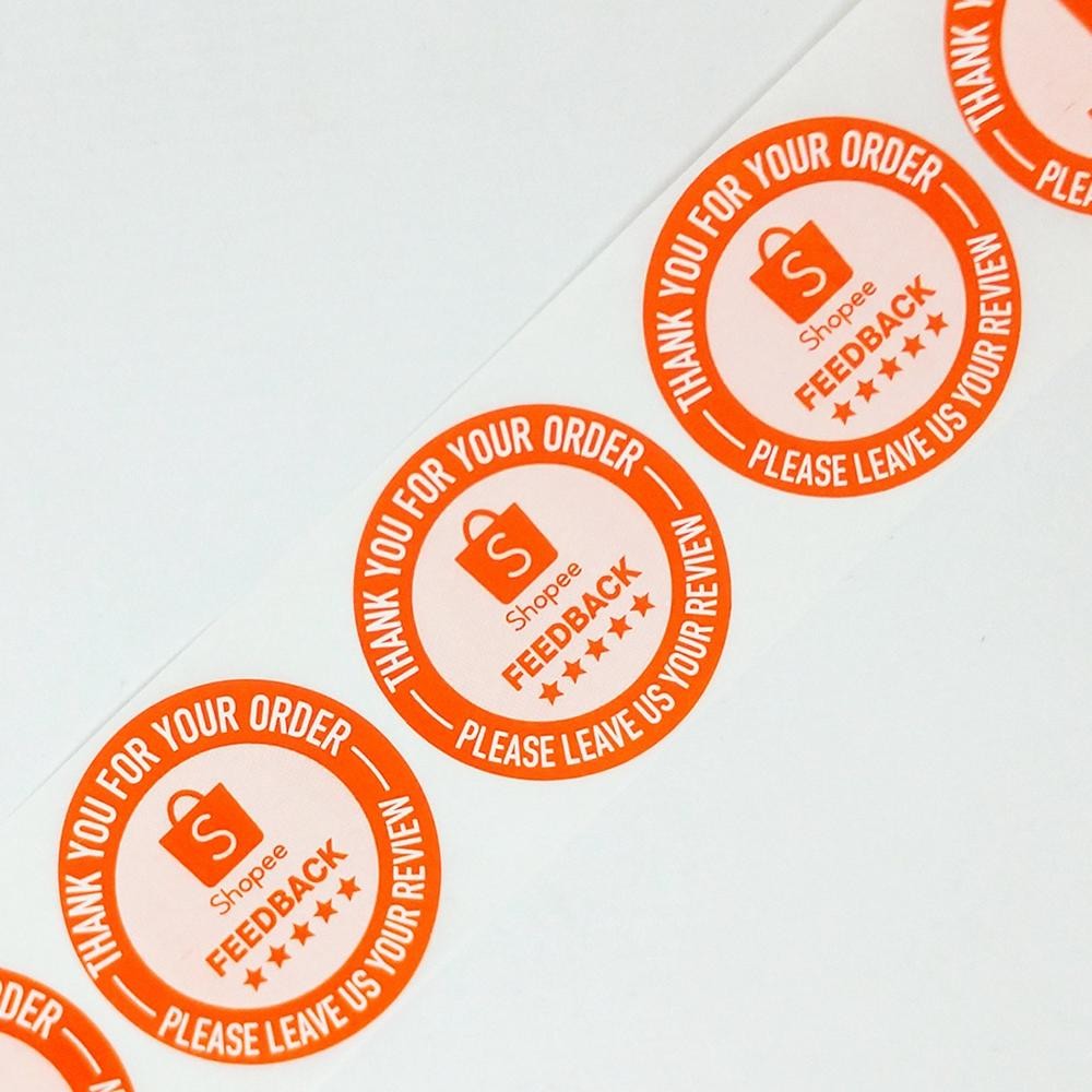

JH8 500 pcs Sticker Label Thank You Shopee Review Feedback Segel Tag Ucapan 4,5 cm (1 Roll isi 500 pcs)