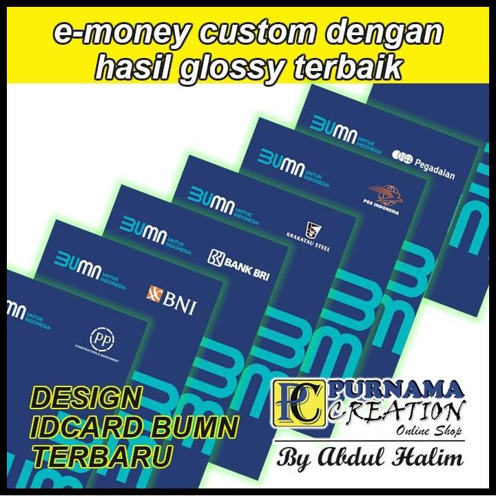 

Terlaris Id Card Bumn Emoney Etoll Brizzi Tapcash Custom Kartu Glossy Mengkilap Good Quality
