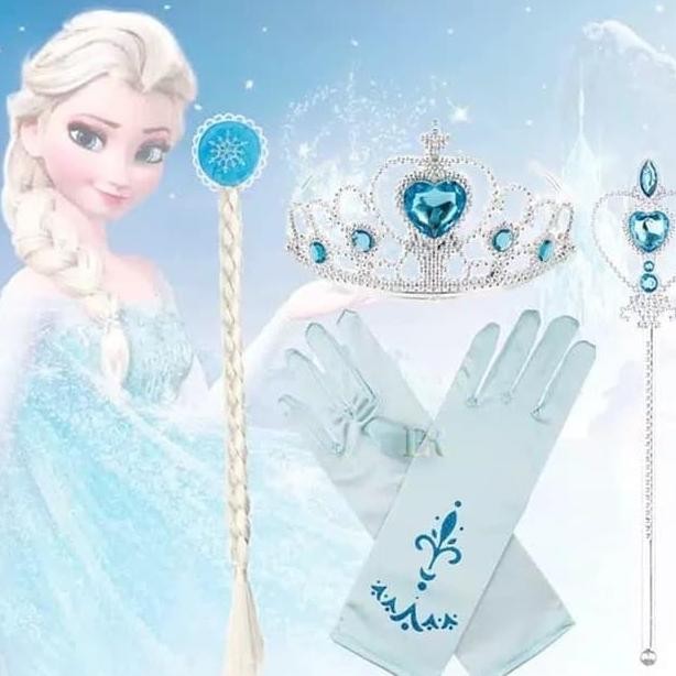 Lnr Lokal 8 In 1 Girls Elsa Ana Aksess Set Perhiasan Mahkota Anting Gelang Kalung Cincin Mahkota Sar