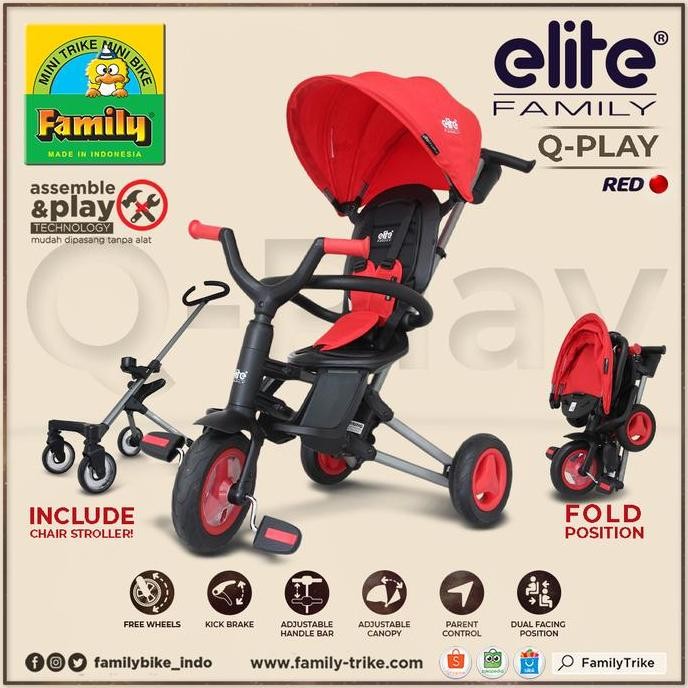 FAMILY ELITE - Q-PLAY TRICYCLE 5 IN 1 BONUS CHAIR STROLLER