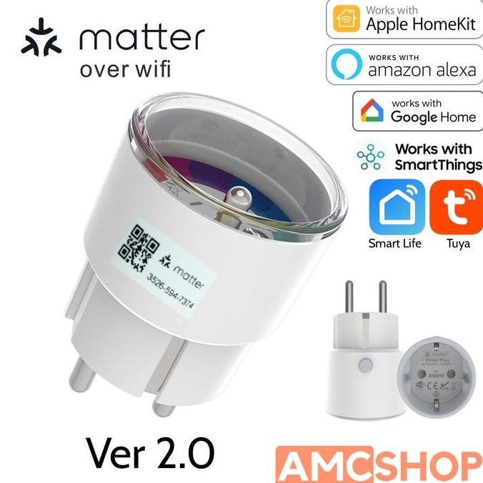 Amc Matter Eu Smart Plug Apple Homekit Colokan Stop Kontak Wireless