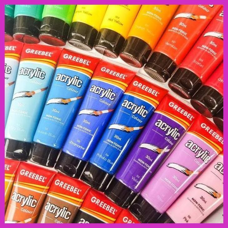

( SEKOLAH / LUKIS ) SALE CAT AKRILIK GREEBEL 30ML / GREEBEL ACRYLIC PAINT / ACRYLIC COLOUR (SENI / MENGGAMBAR / ART / KERAJINAN ) PACKING AMAN