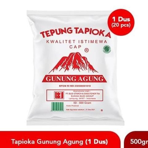 

Tepung Sagu Tapioka Cap Gunung Agung Merah 500Gr X 20 Pcs 1 Dus 10 Kg