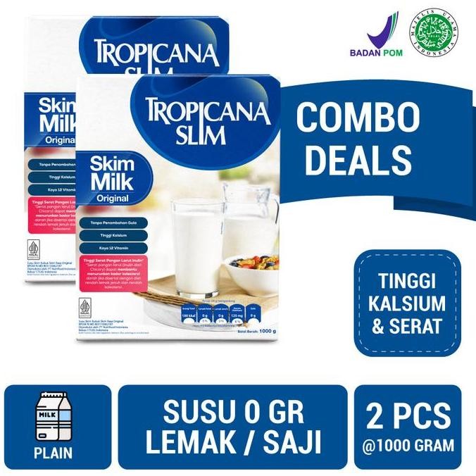 

Twin Pack: Tropicana Slim Non Fat Skim Milk Plain 1Kg