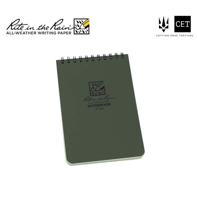 

Rite In The Rain - 946 Top-Spiral 4X6" Notebook - Buku Lapangan Tactical Anti Air Water Resist Proof Survey Survei Catatan Tahan 746 Series - Green