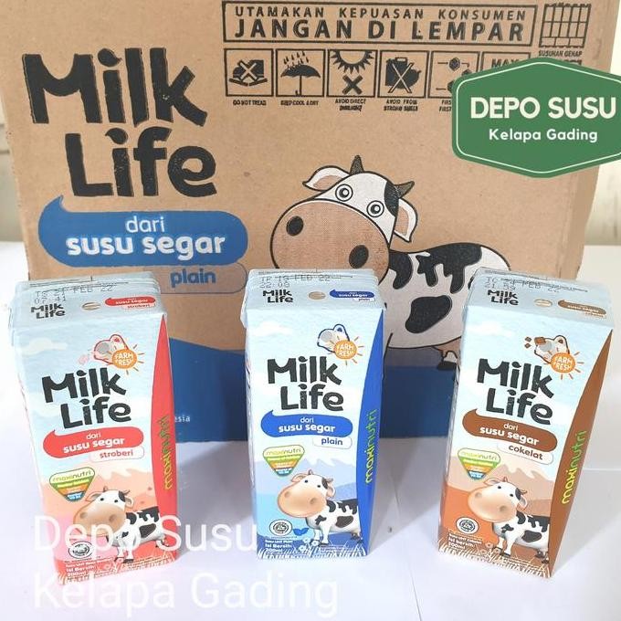 

Milk Life Uht 200Ml X 24Pcs| Vanilla Coklat Strawberry Milklife 200 Ml