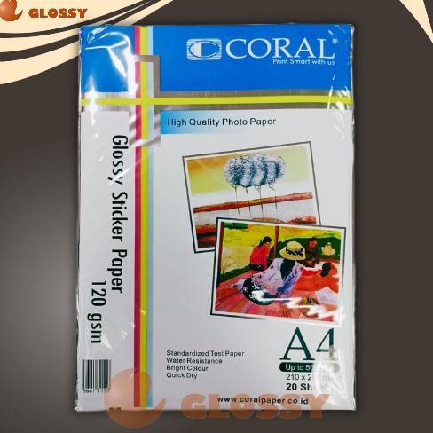 

JH8 Kertas CORAL Glossy Sticker Photo Paper 120 gsm
