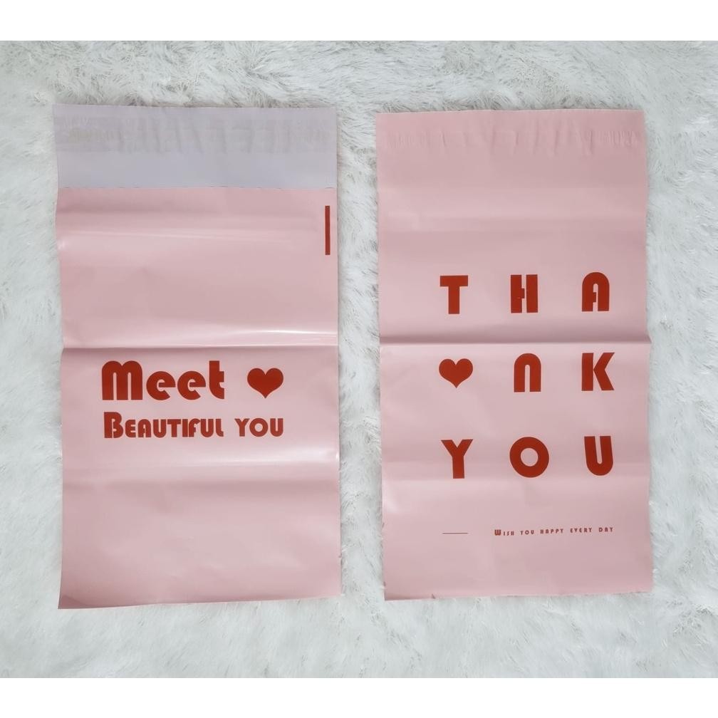 

JH8 POLYMAILER 100PCS 17x30CM PINK DENGAN PRINTING PREMIUM GLOSSY PLASTIK POLYMAILER PINK